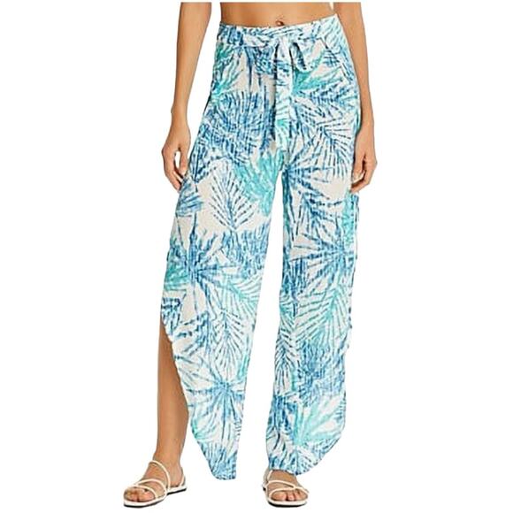 J Valdi Other - J Valdi Swim Sarong Coverup Pants Open Split Leg Tropical Palazzo Pants Size XL